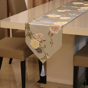 中式新餐桌长方形现代床布艺垫防防水桌布3q妈咪古典花鸟精密桌旗