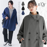 日本海外直邮2023秋季女装，知性通勤立领双排扣大衣外套