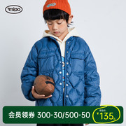 mipo儿童轻薄羽绒服男2023秋冬女童棒球外套，冬装立领夹克上衣