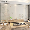 现代新中式手绘荷花电视，背景墙布5d客厅沙发，背景墙装饰壁纸壁画