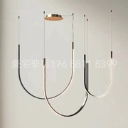 设计师u型led客厅吊灯，现代简约大气，家用餐厅卧室吊灯创意个性灯具