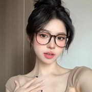 冷茶色近视眼镜女韩版潮网红超轻素颜大框圆脸显瘦眼镜框可配度数