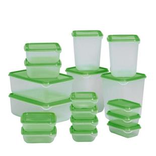 冰箱保鲜盒塑料密封收o纳盒子厨房水果食品盒大小17件套装饭盒绿