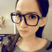 韩版潮男女款无镜片，眼镜架大框眼镜框非主流豹纹，素颜廋脸黑框