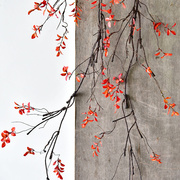 仿真秋色树叶子藤蔓空调管道遮挡装饰假花藤条塑料植g物墙壁