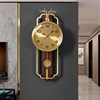 高端大气黄铜实木新中式挂钟，高档客厅家用钟表中式挂墙时钟石英钟