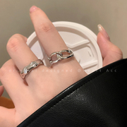 设计感银色打结开口戒指女个性冷淡风食指戒小众独特高级秋冬指环