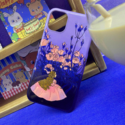 原创美式复古公主少女，紫色花朵浪漫ins适用苹果13pro安卓手机硬壳