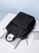 莱夫黑色双肩包尼龙帆布大容量书包男202314寸笔记本电脑背包
