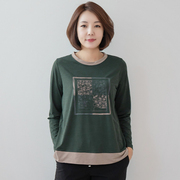 韩国中年女装长袖T恤圆领宽松休闲年轻妈妈秋装上衣TE2308013