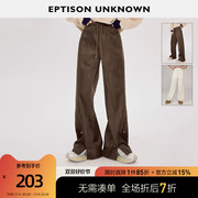 EPTISON休闲裤女2023秋冬季宽松直筒高级感开叉运动白色裤子