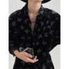genesisboy闪闪发光的蝴蝶，印花丝绒长袖衬衫，男秋季韩版chic衬衣