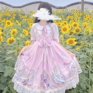 日系甜美公主裙原创设计洛丽塔，lolita梦幻猫咪，洋装短袖op连衣裙女