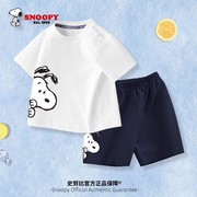 史努比宝宝套装夏季2024小童男童纯棉短袖t恤1岁儿童婴儿薄款