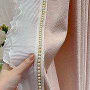 窗帘花边立边白色蕾丝窗纱，装饰雪纺双层木耳边裙摆，边配件辅料
