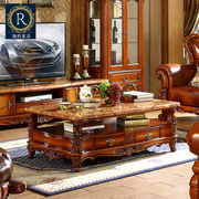 欧式大理石茶几电视柜组合大小户型客厅，高档美式茶几实木雕花茶桌