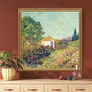 简欧轻奢手绘抽象油画阿尔勒花园 梵高名画客厅餐厅美式田园风景