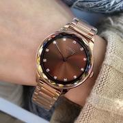 士手表表带款个性潮流水钻咖啡色腕表女表时尚UG不锈钢