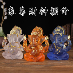 佛像摆件泰式树脂象鼻，财神琉璃泰国象，神禅意工艺品装饰东南亚风格