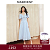 maxrieny精致复古连衣裙2024春款泡泡，袖v领公主裙收腰显瘦仙女裙