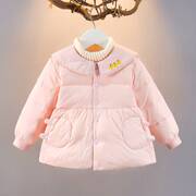 女童冬装轻薄保暖羽绒服1-4岁女宝宝洋气卡通羽绒服婴儿冬季外套
