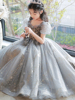 高端女童礼服裙中大儿童公主，裙长款钢琴演出服，主持人花童婚纱裙子