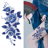 蓝色玫瑰花纹身贴纸防水女款古装影楼写真盘子女人，坊身体彩绘贴画