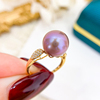 diy珍珠配件g18k黄金珍珠戒指，空托时尚指环款配11-13mm正圆珠