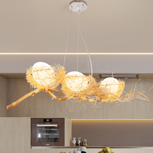 树枝鸟巢卧室灯现代创意餐厅吊灯简约大气客厅灯家用北欧吧台灯具