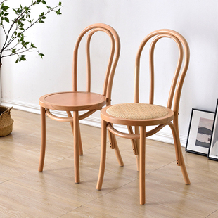 藤椅索耐特thonet美式法式复古实木中古家用餐厅，靠背椅子藤编餐椅