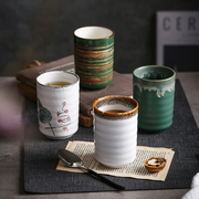 华联日式复古简约餐具，手绘餐厅和风陶瓷杯水杯，茶杯寿司韩式杯
