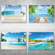 f63x大海风景电表箱贴纸，自粘防水海景壁画，地中海配电箱装饰画