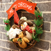 圣诞节橱窗藤圈挂件40cm圣诞老人挂饰天然藤花环名宿门布置装饰品