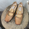 芭蕾鞋mystique手工鞋棕色，做旧新中式方头平底胎牛皮国风vintage