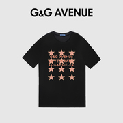 G＆G Avenue夏季纯棉短袖男宽松星星字母印花T恤衫潮男女同款