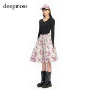 deepmoss2023秋冬女装时尚，海洋舞会提花，高腰伞裙连衣裙