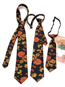 送一免打短领带女手系复古涤丝橘色花朵夸张学生配饰个性张扬