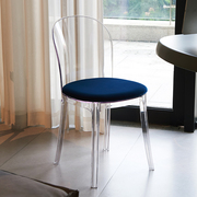 定制透明椅北欧亚克力休闲创意，软包餐椅简约现代塑料水晶靠背化妆