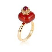 网红联名天然红玛瑙香薰精油戒指，镶嵌水晶闻气质，闻香925银指环