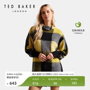 TED BAKER女士宽松格纹泡泡袖高领长袖套头针织衫264167
