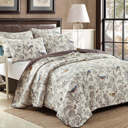 高档美式纯棉绗缝床盖三件套双人空调被夏被欧式全棉夹棉加厚床单