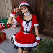 圣诞节服装 可爱女日韩圣诞红色连衣裙 圣诞节日游戏派对演出服装