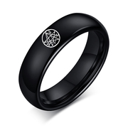 克苏鲁 神话旧神之印 潮流个性钨金指环中指食指戒子磨砂刻字戒指
