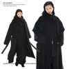 vapourblue原创设计羊毛绒，立领中式大衣，冬季男女黑色长款毛呢外套