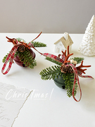 诺琪圣诞鹿角圆形红绿铃铛松果，装饰挂件圣诞树，装饰品圣诞节日吊饰