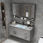 岩板轻奢浴室柜组合实木现代简约卫生间洗漱台洗手洗脸盆柜卫浴柜