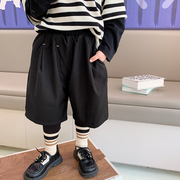 团子麻麻男童裤子春秋，韩版休闲假两件拼接儿童，中小童薄款长裤