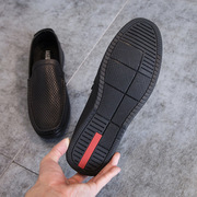 男透气套脚2023休闲单鞋真皮超软洞洞，鞋男士舒适夏季