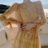 三亚沙滩裙超仙小心机波，西米亚黄色拍照防晒长袖连衣长裙海边