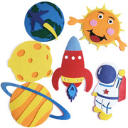 幼儿园教室走廊布置装饰宇宙太空宇航员，卡通墙贴不织布环创材料